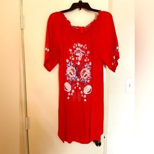 Chelsea & Violet Red Floral Top/Mini-Dress